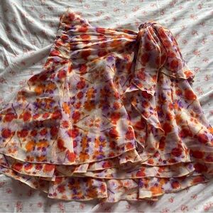 Aerie Orange Red Wrap Mini Skirt New With Tags